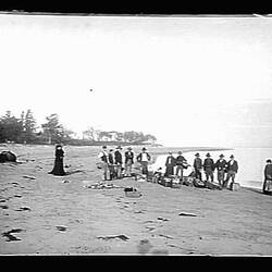 Glass Negative - Group on a Beach, by A.J. Campbell, Australia, circa 1900