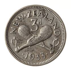 Coin - 3 Pence, New Zealand, 1933