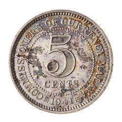 Coin - 5 Cents, Malaya, 1941