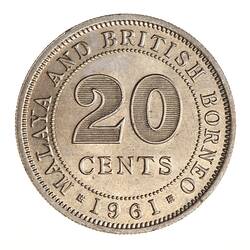 Coin - 20 Cents, Malaya & British Borneo, 1961