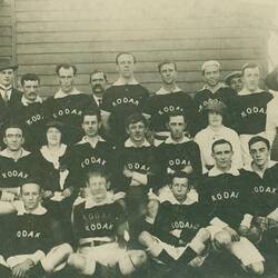 Group portrait of football team and others.