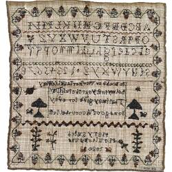 Sampler - 'In Books or Work of Helpful Play', Mary Smith, Moulton, England, Jun 1820