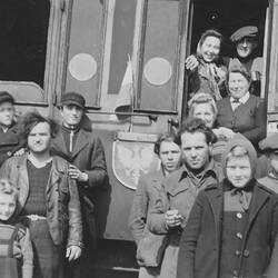 Digital Photograph - Polish Displaced Persons around Railway Carriage, Salzgitter Region, Germany, 1946