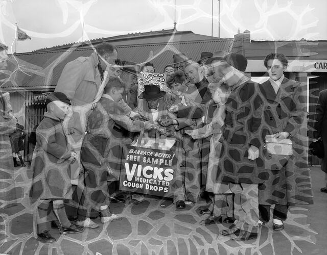 Richardson-Vicks Inc, Vick Cough Drops Promotion at Football Game, Victoria, 1954-1955
