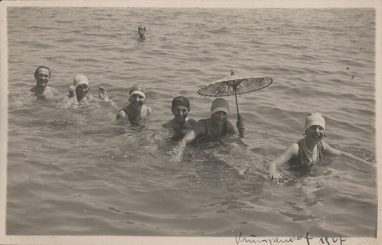 Photograph - Group of People Swimming in the Ocean, 1927
