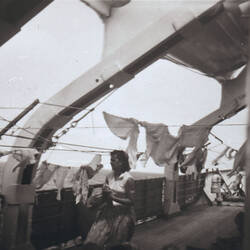 Negative - Barbara Woods Hanging Out Washing, MV Fairsea, 1957