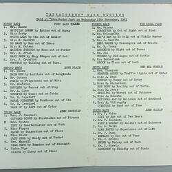Race Card - 'Stratheden' Race Meeting, 15 Nov 1961