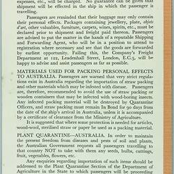 Leaflet - 'P&O Orient Lines - Instructions For Forwarding Passengers' Baggage', September 1960