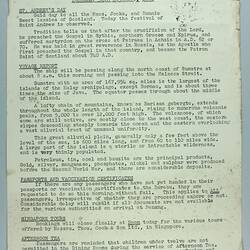 Information Sheet - P&O SS Stratheden, 'Today's Events', Malacca Strait, 30 Nov 1961