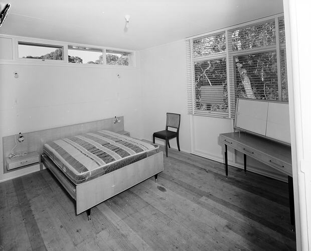 Phelan Ready Built Home, Bedroom Interior, Mt Martha, Victoria, 13 May 1959
