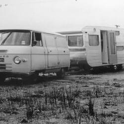 Digital Photograph - Parking the Woods Family Caravan, Caravan Park, Portarlington, 1966-1967