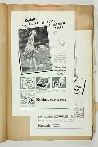 Scrapbook - Kodak Australasia Pty Ltd, Advertising Clippings, 'Sample Press Advertisements from Spring 1954', Abbotsford, 1954-1958