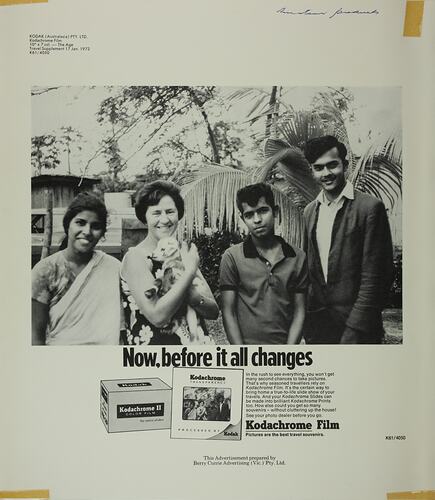 Scrapbook - Kodak Australasia Pty Ltd, Advertising Proofs, 'Amateur Products 3', Coburg, 1969-1972