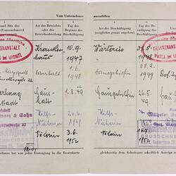 Employment Record - Dorothea Freitag, Austria, Sep 1947 - July 1952