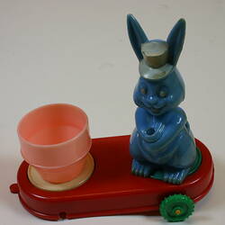 Egg Cup - Blue Rabbit on Red Base
