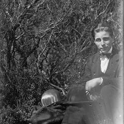 Glass Negative - Man Seated Under Branches, circa 1920s