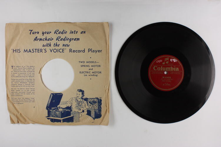 Disc Recording - Columbia, Double Sided, 'Ah Non Credevi Tu' & 'Addio Mignon', 1924-1936