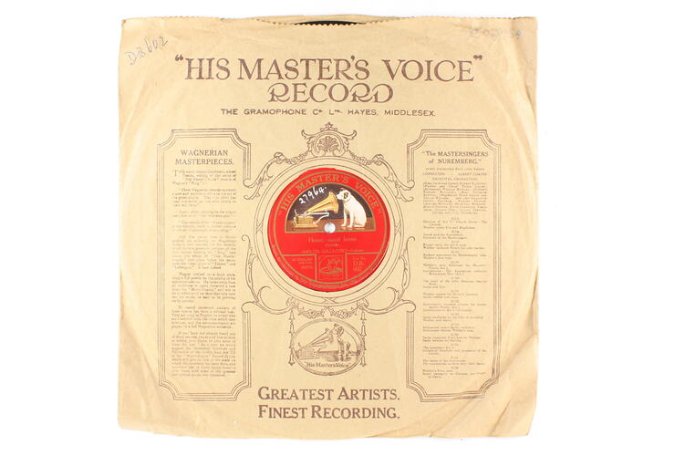 Disc Recording - His Master's Voice, Double Sided, 'The Last Rose of Summer' (Arr. Moore& 'Home Sweet Home' (Bishop), 1917-1930