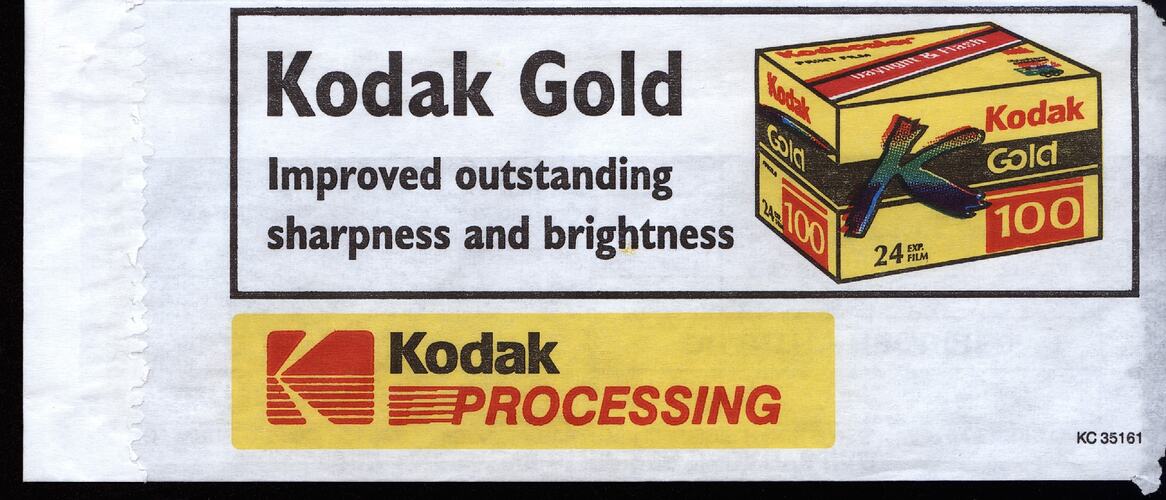 Paper sleeve with Kodak logo and illustrated box.
