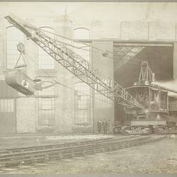 Photograph - Ruston & Hornsby, Dragline Excavator Coming Through the Door, Lincoln, England, 1923