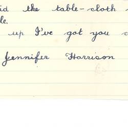 Document - Jennifer Harrison, Addressed to Dorothy Howard, Transcription of a Riddle, 1954-1955