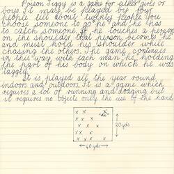 Document - Keith Hopkinson, Addressed to Dorothy Howard, Description of Chasing Game 'Poison Tiggy', 1954-1955