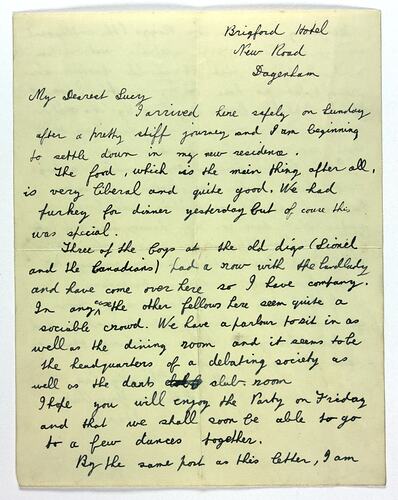 Letter & Envelope - Stanley Hathaway, Dagenham, London To Lucy Simmons, Thundersey, Essex, 18 Jan 1938