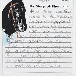 Letter - My Story of Phar Lap, Andrew P, 1999
