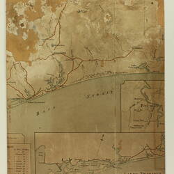 Back of photograph with map of Lakes Entrance adhered.