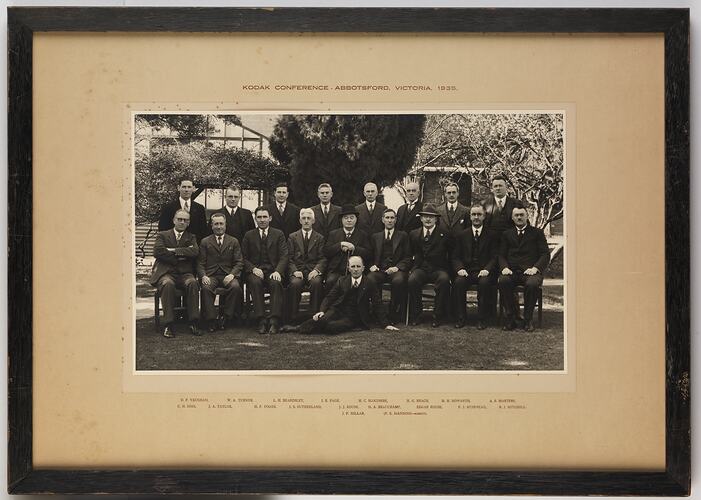 Group, Kodak Conference, Abbotsford, 1935, framed