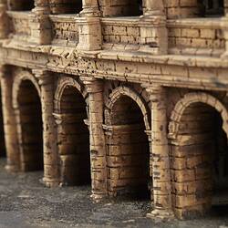 Model of Colosseum made of cork. Detail of external wall.