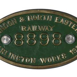 Locomotive Builders Plate - London & North Eastern Railway, Darlington, England, 1923