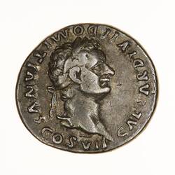 Coin - Denarius, Emperor Titus Flavius for Domitian, Ancient Roman Empire, 80 AD - Obverse