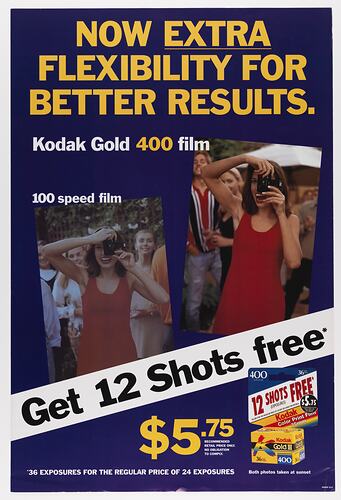 Poster - Kodak Australasia Pty Ltd, 'Now Extra Flexibility for Better Results' Kodak Gold III Film Promotion, circa 1996