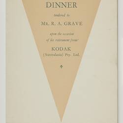 Programme - Kodak Australasia Pty Ltd, Mr R.A. Grave Retirement Dinner, Sydney, 23 Dec 1958