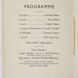 Programme - Kodak Australasia Pty Ltd, 'Kodak Staff Dance', 06 Aug circa 1920's, Page 2