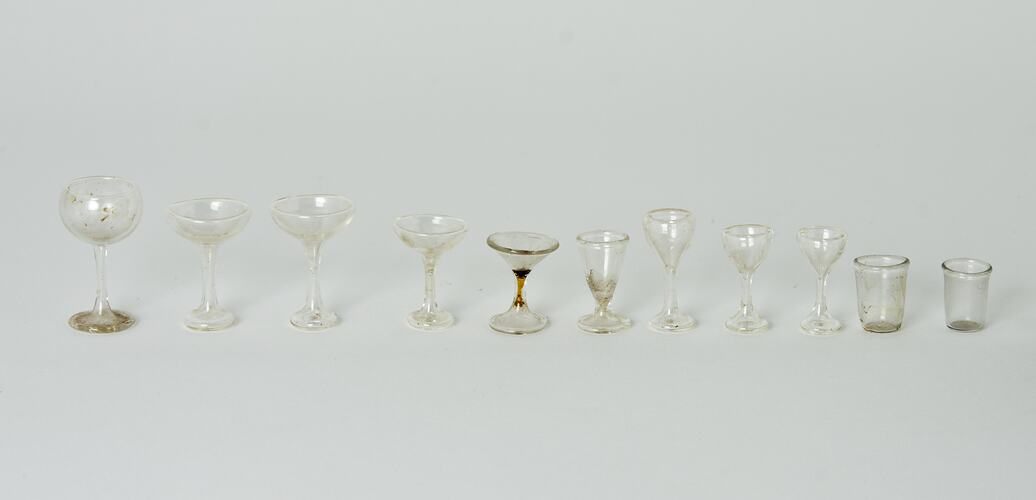 Glassware - Dining Room, Dolls' House, 'Pendle Hall', 1940s