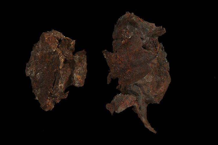 Two brown rock fragments.