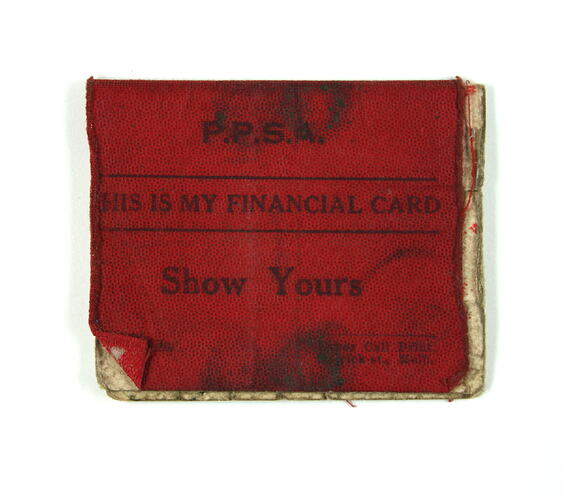 Red cover of membership card.