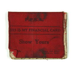 Red cover of membership card.