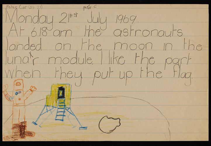 Student Work - Moon Landing, Peter Carlos, Altona Primary School, 21 Jul 1969