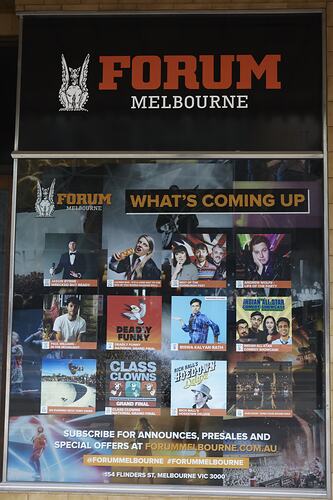 Poster, Forum Melbourne, Flinders Street, Mebourne, Jul 2020