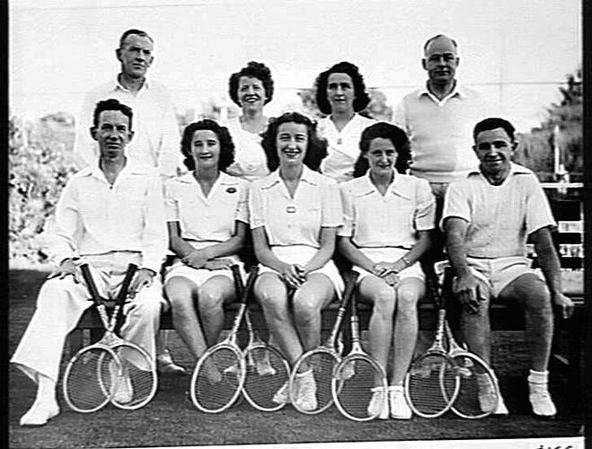 Photograph - H.V McKay Massey Harris Tennis Team, Sunshine, Victoria, Jun 1945