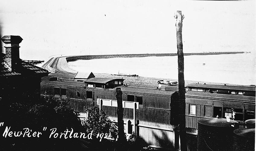 Railway station and pier, Portland, 1921.