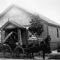 Negative - Horse-Drawn Carriage in Front of House, Hawthorn, Victoria, circa 1920