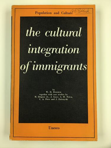 HT 56089, Book - 'The Cultural Integration Of Immigrants', UNESCO Conference, Paris 1959 (MIGRATION), Document, Registered