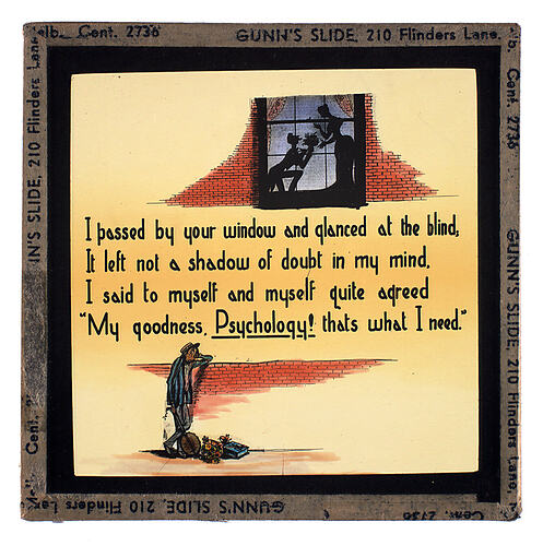 Lantern Slide - Universal Opportunity League, 'My Goodness, Psychology! That's What I Need', c. 1940s