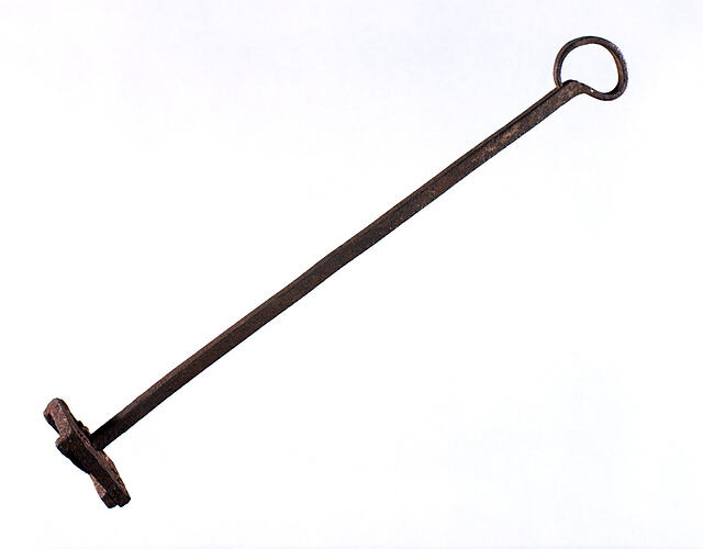 Branding Iron with long handle.