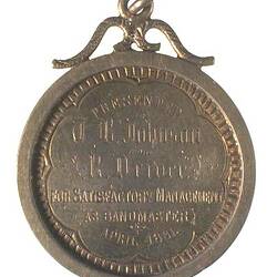 Australia, Presentation medal to Bandmaster, Reverse