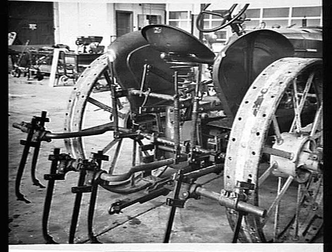 MODIFIED 282 CULTIVATOR FITTED TO 44K TRACTOR. JULY 1948